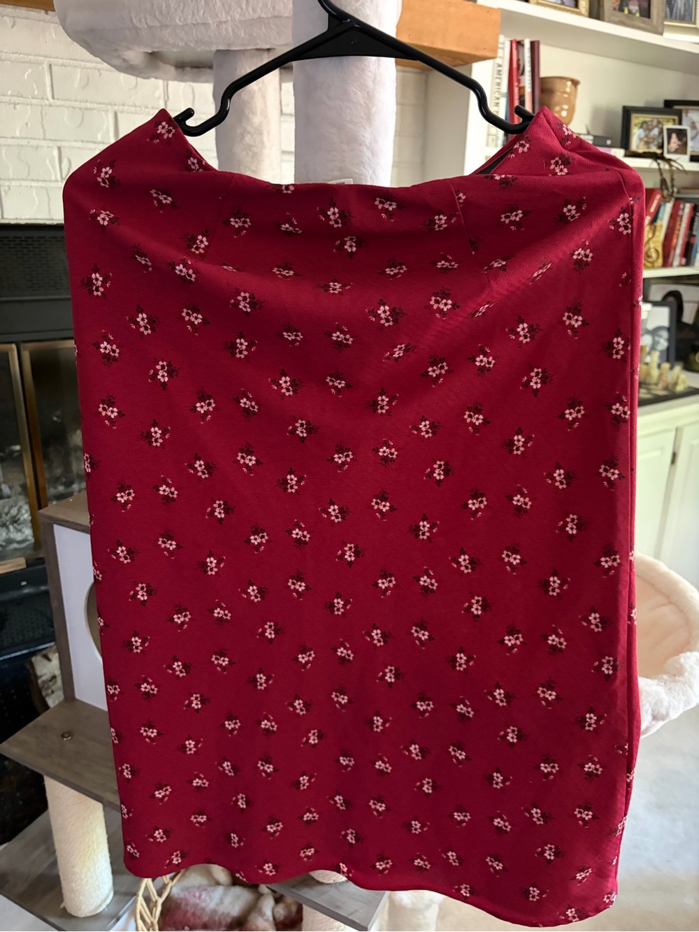 S Deep Red Floral Maxi Skirt